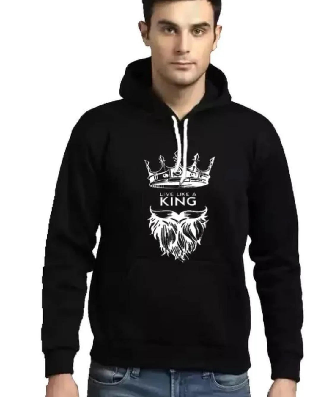 [Black King ] Polyester Fleece Printed Hoodie