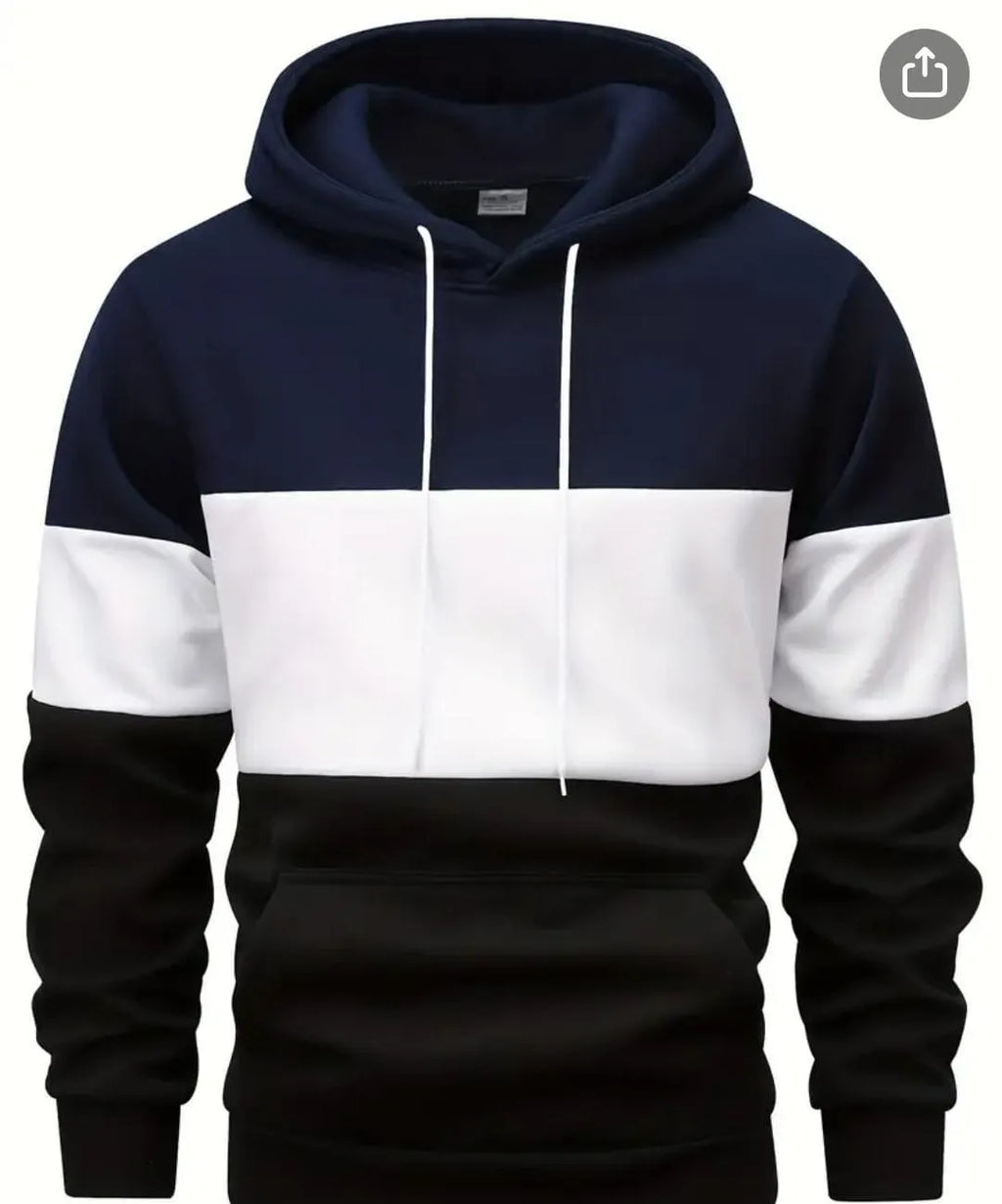 [ A.B 3 colour Nevy Blue ]Polyester Fleece Plain Hoodie